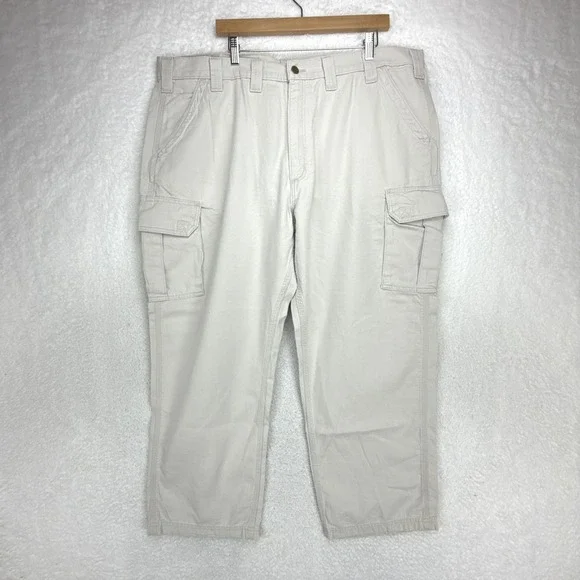 Carhartt B182 PUT Cotton Canvas Cargo Pants Mens 44x30 Dungaree Fit Tan Beige - Picture 2 of 9